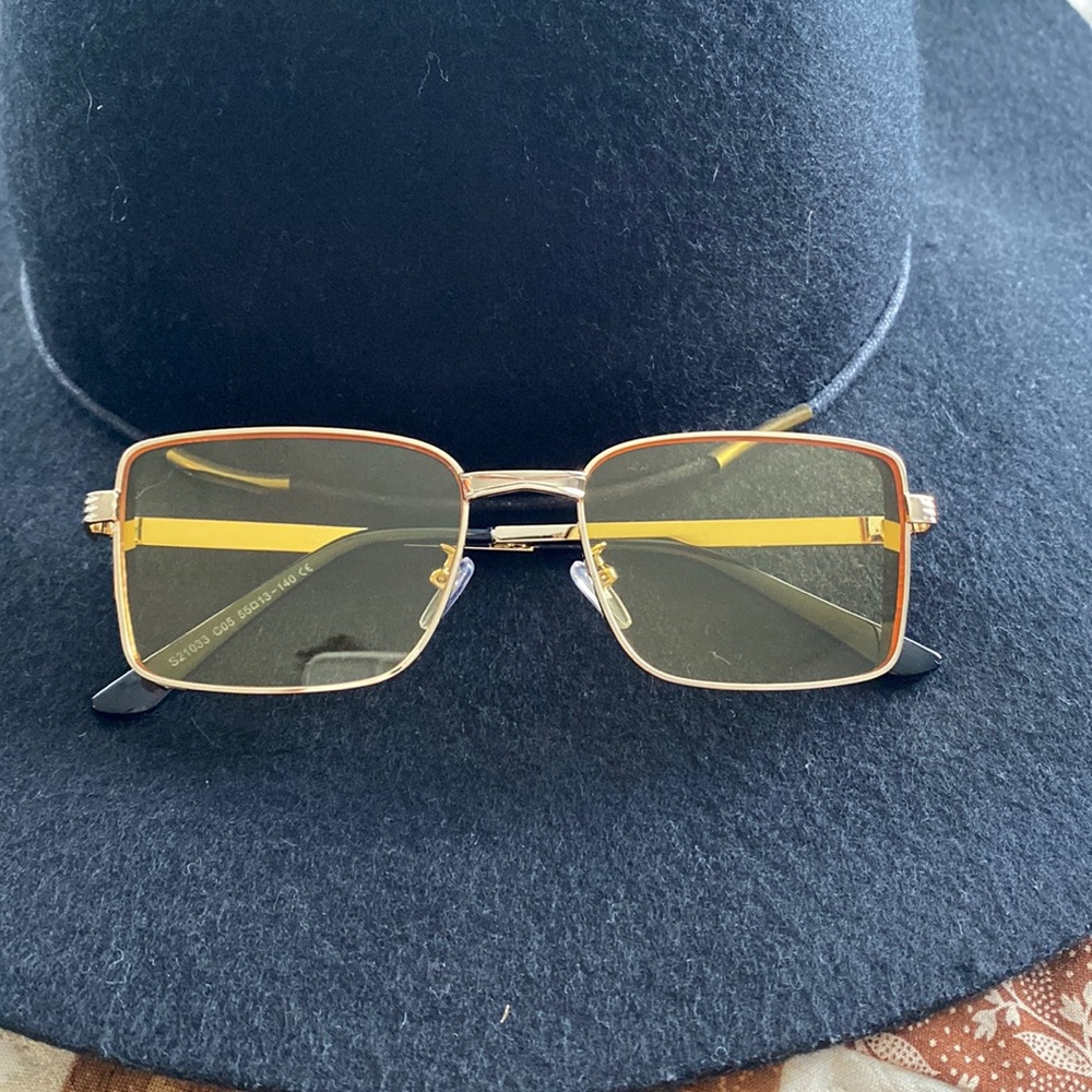 Yellow Tinted Glasses with Wire Frame